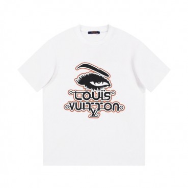 루이비통 남성 화이트 크루넥 반팔티 - Louis vuitton Mens White Short sleeved T