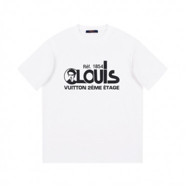 루이비통 남성 화이트 크루넥 반팔티 - Louis vuitton Mens White Short sleeved T