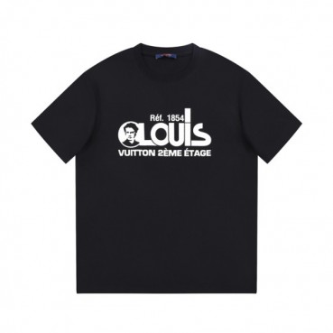 루이비통 남성 블랙 크루넥 반팔티 - Louis vuitton Mens Black Short sleeved T