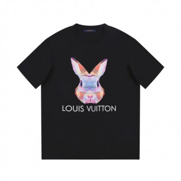 루이비통 남성 블랙 크루넥 반팔티 - Louis vuitton Mens Black Short sleeved T