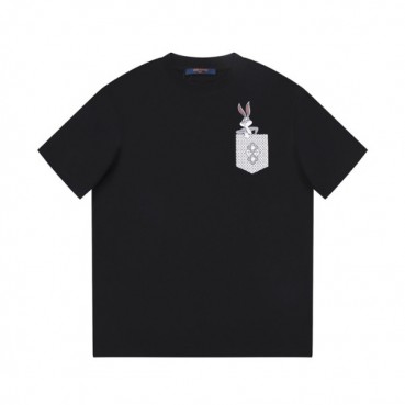 루이비통 남성 블랙 크루넥 반팔티 - Louis vuitton Mens Black Short sleeved T