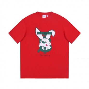 버버리 남성 레드 크루넥 반팔티 - Burberry Mens Red Tshirts 