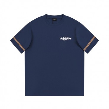 펜디 남성 네이비 크루넥 반팔티 - Fendi Mens Navy Short sleeved T