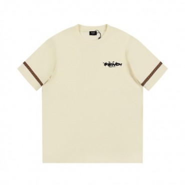 펜디 남성 아이보리 크루넥 반팔티 - Fendi Mens Ivory Short sleeved T