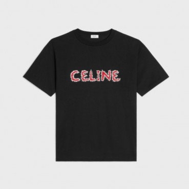 셀린느 남성 크루넥 블랙 반팔티 - Celine Mens Black Short sleeved T