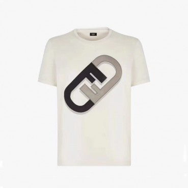 펜디 남성 화이트 크루넥 반팔티 - Fendi Mens White Short sleeved T