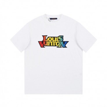 루이비통 남성 화이트 크루넥 반팔티 - Louis vuitton Mens White Short sleeved T