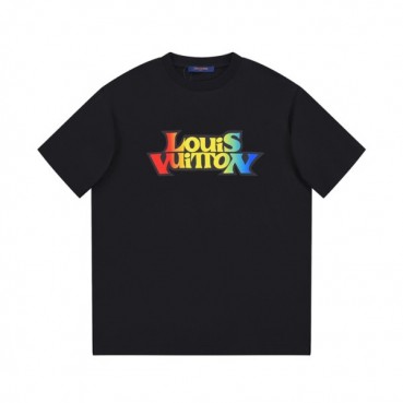 루이비통 남성 블랙 크루넥 반팔티 - Louis vuitton Mens Black Short sleeved T