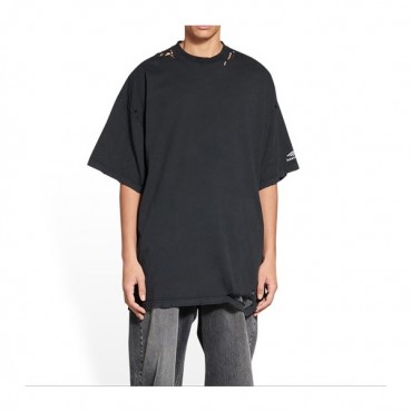 발렌시아가 남/녀 크루넥 블랙 반팔티 - Balenciaga Unisex Black Short sleeved T