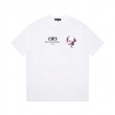 발렌시아가 남/녀 크루넥 화이트 반팔티 - Balenciaga Unisex White Short sleeved T