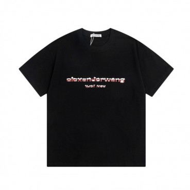 알렉산더왕 남성 이니셜 블랙 반팔티 - Alexander wang Mens Black Tshirts 