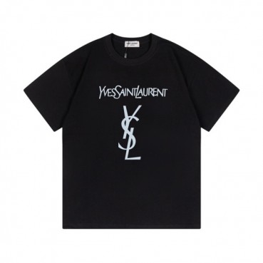 입생로랑 남성 블랙 크루넥 반팔티 - Saint laurent Black Short sleeved Tshirts 
