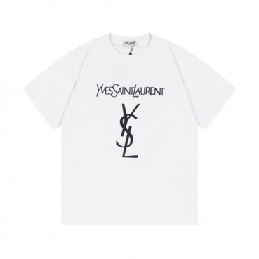 입생 남성 화이트 크루넥 반팔티 - Saint laurent White Tshirts 