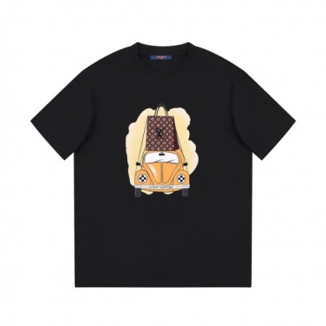 루이비통 남성 블랙 크루넥 반팔티 - Louis vuitton Mens Black Short sleeved T