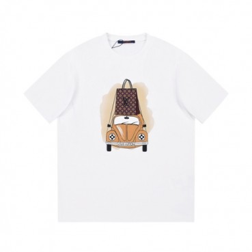 루이비통 남성 화이트 크루넥 반팔티 - Louis vuitton Mens White Short sleeved T