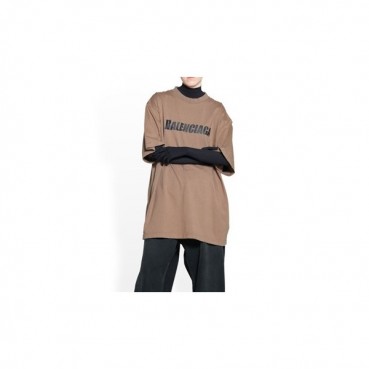 발렌시아가 남/녀 크루넥 카키 반팔티 - Balenciaga Unisex Khaki Short sleeved T