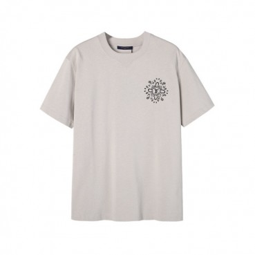 루이비통 남성 베이지 크루넥 반팔티 - Louis vuitton Mens Beige Short sleeved T