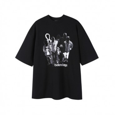 발렌시아가 남/녀 크루넥 블랙 반팔티 - Balenciaga Unisex Black Short sleeved T