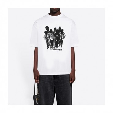 발렌시아가 남/녀 크루넥 화이트 반팔티 - Balenciaga Unisex White Short sleeved T