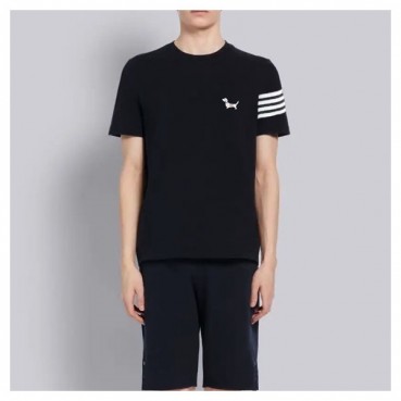 톰브라운 남성 크루넥 블랙 반팔티 - Thom Browne Mens Black Tshirts 