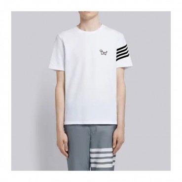 톰브라운 남성 크루넥 화이트 반팔티 - Thom Browne Mens White Tshirts 