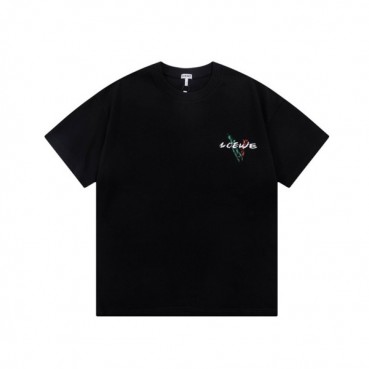로에베 남/녀 이니셜 블랙 반팔티 - Loewe Unisex Black Short sleeved T