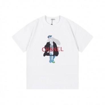 샤넬 남/녀 크루넥 화이트 반팔티 - Chanel Unisex White Tshirts 
