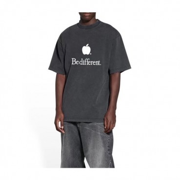 발렌시아가 남성 크루넥 블랙 반팔티 - Balenciaga Mens Black Short sleeved T
