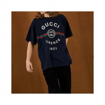 구찌 남/녀 블랙 크루넥 반팔티 - Gucci Unisex Black Short sleeved T
