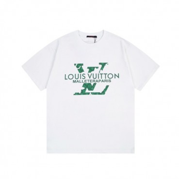 루이비통 남성 화이트 크루넥 반팔티 - Louis vuitton Mens White Short sleeved T