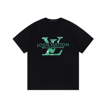 루이비통 남성 블랙 크루넥 반팔티 - Louis vuitton Mens Black Short sleeved T