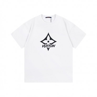 루이비통 남성 화이트 크루넥 반팔티 - Louis vuitton Mens White Short sleeved T
