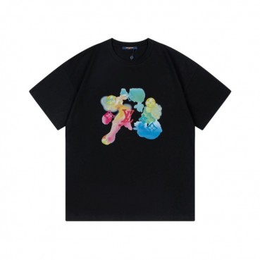 루이비통 남성 블랙 크루넥 반팔티 - Louis vuitton Mens Black Short sleeved T