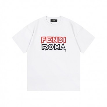 펜디 남성 화이트 크루넥 반팔티 - Fendi Mens White Short sleeved T