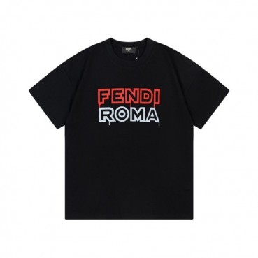 펜디 남성 블랙 크루넥 반팔티 - Fendi Mens Black Short sleeved T