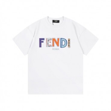 펜디 남성 화이트 크루넥 반팔티 - Fendi Mens White Short sleeved T