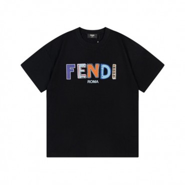 펜디 남성 블랙 크루넥 반팔티 - Fendi Mens Black Short sleeved T