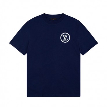 루이비통 남성 네이비 크루넥 반팔티 - Louis vuitton Mens Navy Short sleeved T
