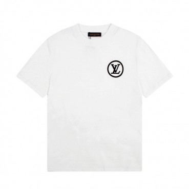 루이비통 남성 화이트 크루넥 반팔티 - Louis vuitton Mens White Short sleeved T