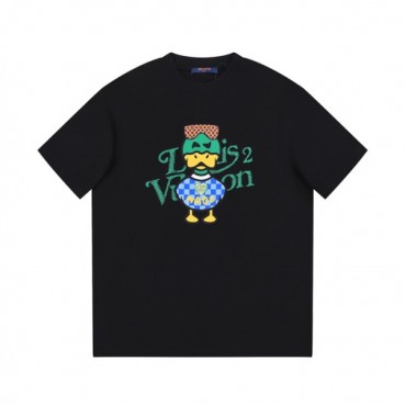 루이비통 남성 블랙 크루넥 반팔티 - Louis vuitton Mens Black Short sleeved T