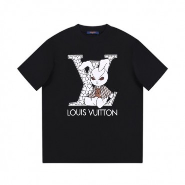 루이비통 남성 블랙 크루넥 반팔티 - Louis vuitton Mens Black Short sleeved T