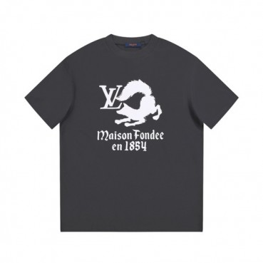 루이비통 남성 그레이 크루넥 반팔티 - Louis vuitton Mens Gray Short sleeved T