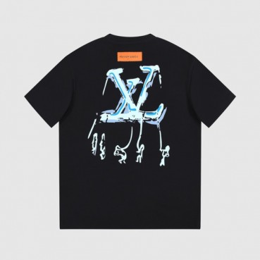 루이비통 남성 블랙 크루넥 반팔티 - Louis vuitton Mens Black Short sleeved T