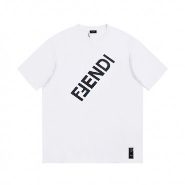 펜디 남성 화이트 크루넥 반팔티 - Fendi Mens White Short sleeved T