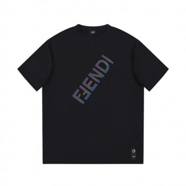 펜디 남성 블랙 크루넥 반팔티 - Fendi Mens Black Short sleeved T