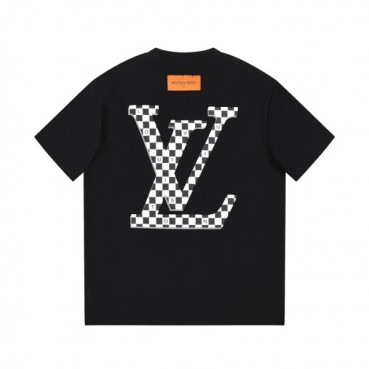 루이비통 남성 블랙 크루넥 반팔티 - Louis vuitton Mens Black Short sleeved T