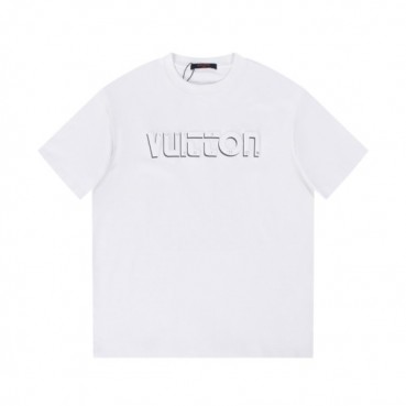 루이비통 남성 화이트 크루넥 반팔티 - Louis vuitton Mens White Short sleeved T