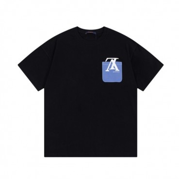 루이비통 남성 블랙 크루넥 반팔티 - Louis vuitton Mens Black Short sleeved T