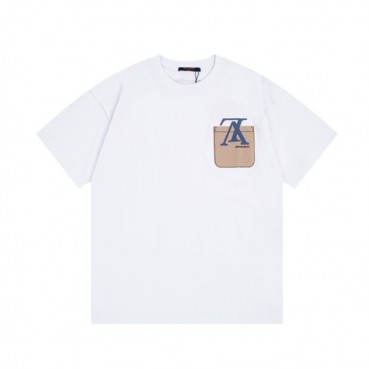 루이비통 남성 화이트 크루넥 반팔티 - Louis vuitton Mens White Short sleeved T