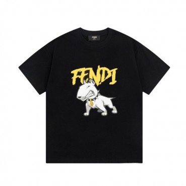 펜디 남성 블랙 크루넥 반팔티 - Fendi Mens Black Short sleeved T